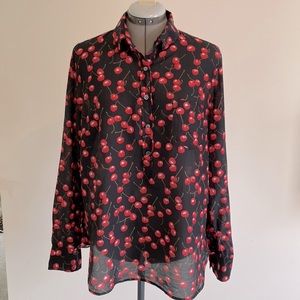 J.Crew popover cherry blouse